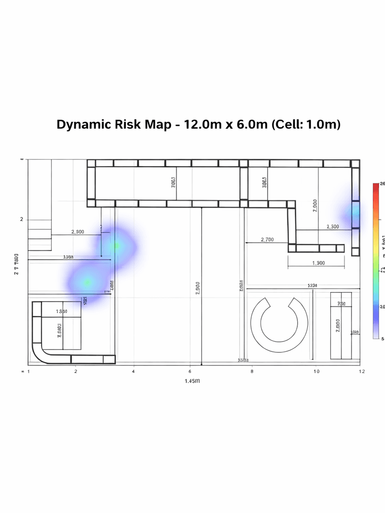 현장 A - 저위험 상태 Dynamic Risk Map